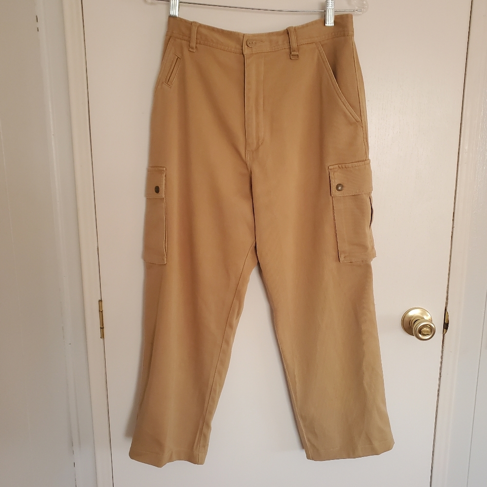 Vintage Eddie Bauer Pants Women's 10 Tan Cargo Ankle Pants Cargo
